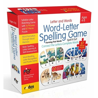 Letter And Words - Word-Letter Spelling Game - Forming First Words - 87 Pieces Puzzle - Ages 4-8