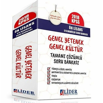 Lider 2018 Kpss Gy Gk Ön Lisans 5'Li Modüler Soru Bankası