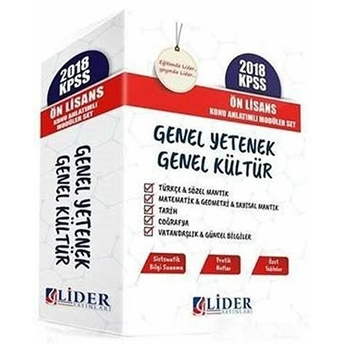 Lider 2018 Kpss Ön Lisans Genel Yetenek Genel Kültür Konu Anlatımlı Modüler Set