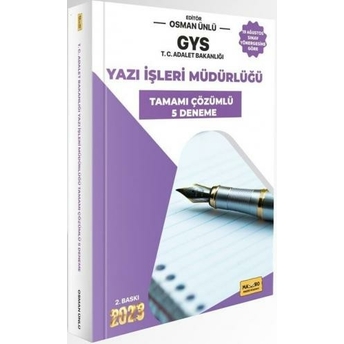 Makro Kitap 2023 Adalet Bakanlığı Gys Yazı Işleri Müdürlüğü Sınavına Hazırlık Tamamı Çözümlü 5 Deneme Osman Ünlü