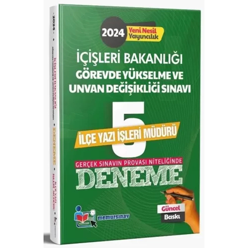 Memur Sınav 2024 Gys Içişleri Bakanlığı Ilçe Yazı Işleri Müdürü 5 Deneme Komisyon