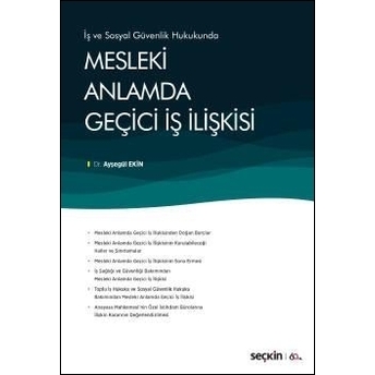 Mesleki Anlamda Geçici Iş Ilişkisi Ayşegül Ekin