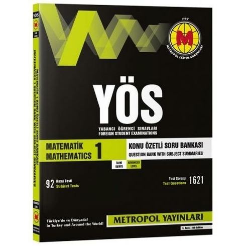 Metropol Yayınları 2022 Yös Matematik Konu Özetli Soru Bankası-1 (Ileri Seviye)