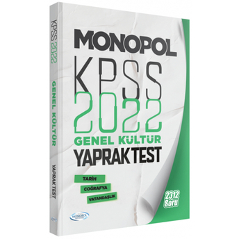 Monopol Yayınları 2022 Kpss Tarih Coğrafya Vatandaşlık Yaprak Test Komisyon