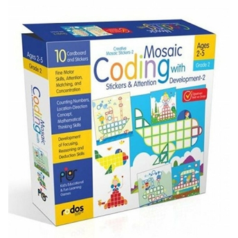 Mosaic Coding With Stickers&Attention Development-2 - Grade-Level 2 - Creative Mosaic Stickers-2 - A