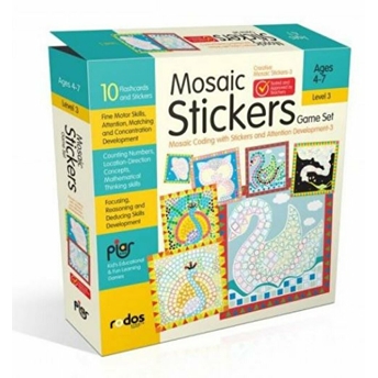 Mosaic Stickers Game Set - Mosaic Coding With Stickers And Attention Development-3 - Level 3 - Ages