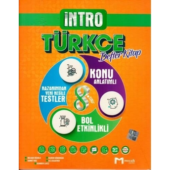 Mozaik Yayınları 8. Sınıf Türkçe Intro Defter Kitap Bilhan Uğurlu