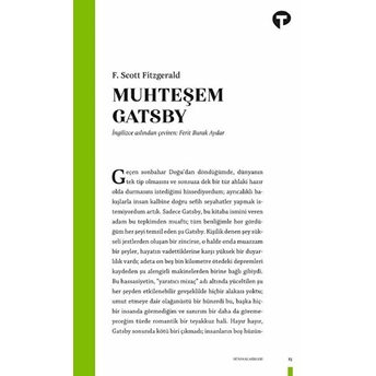 Muhteşem Gatsby F. Scott Fitzgerald