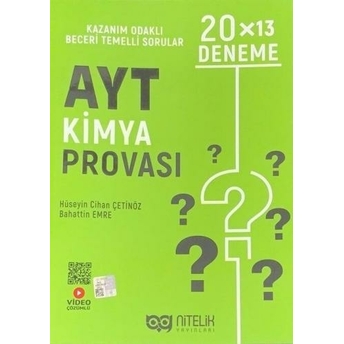 Nitelik Yayınları Ayt Kimya Provası 20X13 Deneme Hüseyin Cihan Çetinöz