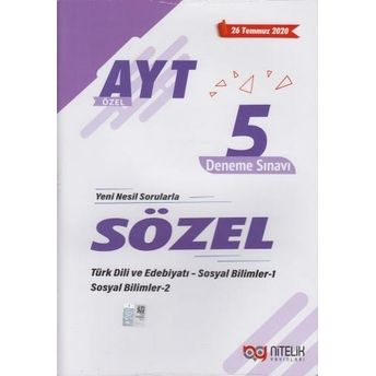 Nitelik Yayınları Ayt Sözel Özel 5 Deneme Sınavı Komisyon