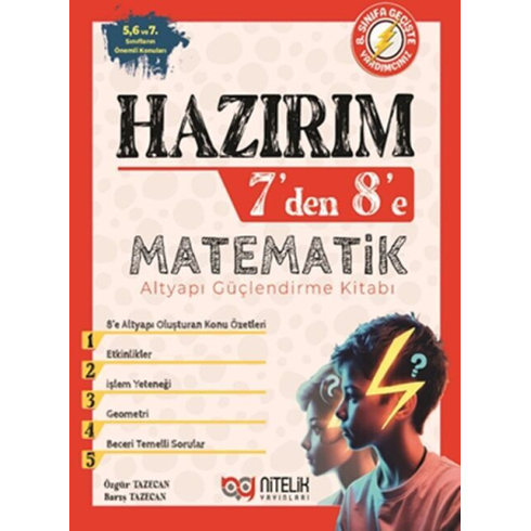 Nitelik Yayınları Hazırım 7 Den 8 E Matematik Alt Yapı Güçlendirme Kitabı Özgür Tazecan