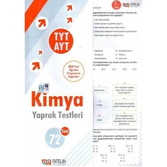 Nitelik Yayınları Tyt - Ayt Kimya Yaprak Test