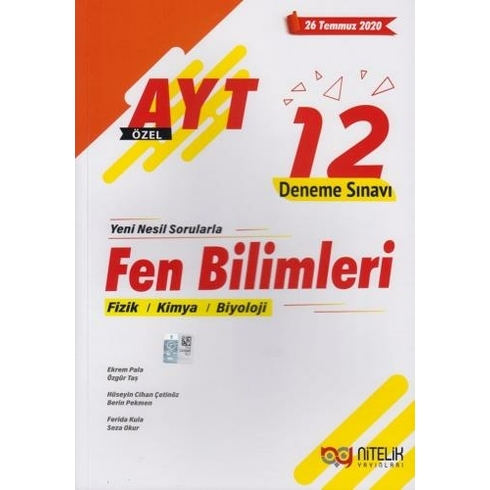 Nitelik Yayınları Yks Ayt Fen Bilimleri 12 Deneme Sınavı