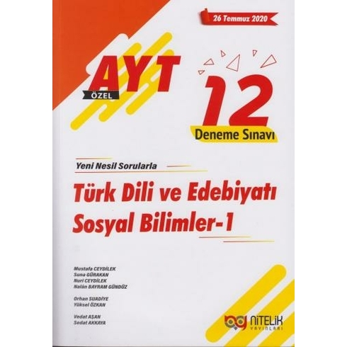 Nitelik Yayınları Yks Ayt Türk Dili Ve Edebiyatı Sosyal Bilimler-1 12 Deneme