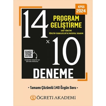 Öğreti Akademi 2024 Kpss Eğitim Bilimleri Program Geliştirme, Öğretim, Sınıf, Materyal 14X10 Deneme Çözümlü Komisyon