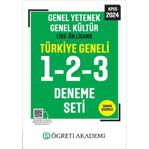 Öğreti Akademi 2024 Kpss Genel Yetenek Genel Kültür Lise-Ön Lisans Tamamı Çözümlü Türkiye Geneli 1-2-3 (3'Lü Deneme Seti) Komisyon