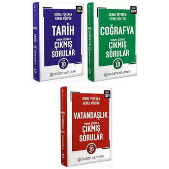 Öğreti Akademi 2024 Kpss Tarih Coğrafya Vatandaşlık Çıkmış Sorular Son 10 Yıl 3'Lü Set Komisyon