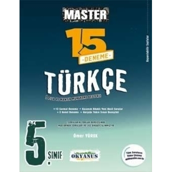 Okyanus Yayınları 5. Sınıf Türkçe Master 15 Deneme Komisyon