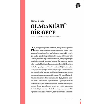 Olağanüstü Bir Gece Stefan Zweig