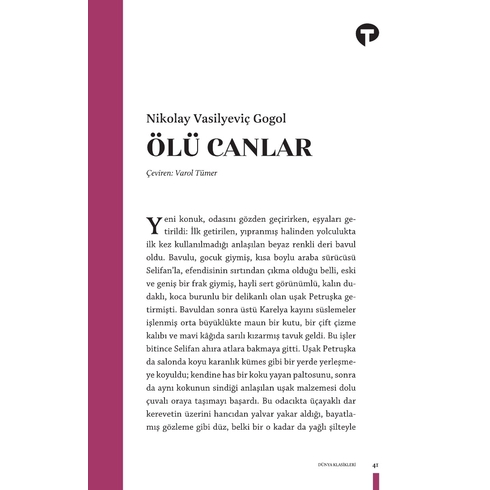 Ölü Canlar Nikolay Vasilyeviç Gogol