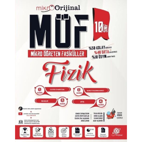 Orijinal Yayınları Mikro 10. Sınıf Fizik Möf Mikro Öğreten Fasiküller Emre Elagöz