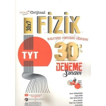 Orijinal Yayınları Mikro Tyt Fizik 30 Lu Deneme Sınavı Soner Topbaştekin