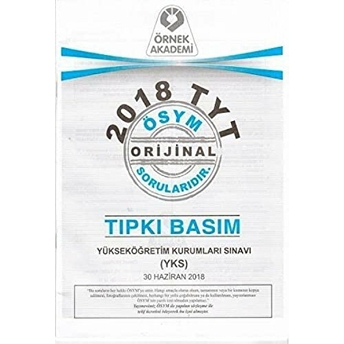 Örnek Akademi 2018 Tyt Soru Kitapçığı Tıpkı Basım (Yeni) Kolektif