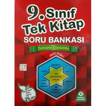 Örnek Akademi 9. Sınıf Tek Kitap Tamamı Çözümlü Soru Bankası Kolektif