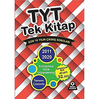 Örnek Akademi Tyt Tek Kitap Son 10 Yılın Çıkmış Soruları