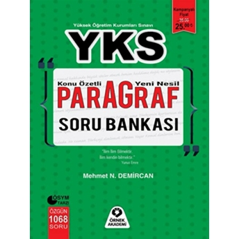 Örnek Akademi Yks Paragraf Konu Özetli Soru Bankası (Yeni) Mehmet Necati Demircan