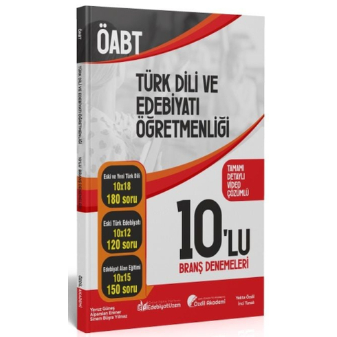 Özdil Akademi Öabt Türk Dili Ve Edebiyatı 10 Lu Deneme Çözümlü Yekta Özdil