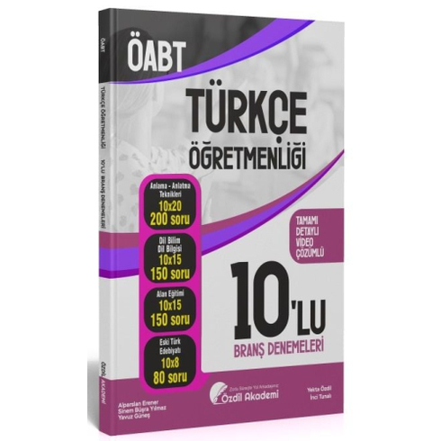 Özdil Akademi Öabt Türkçe Öğretmenliği 10 Deneme Çözümlü Yekta Özdil