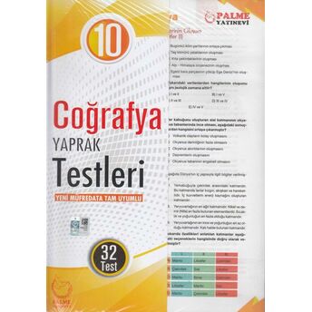 Palme 10.Sınıf Coğrafya Yaprak Test (Yeni) Kolektif