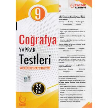 Palme 9.Sınıf Coğrafya Yaprak Test (Yeni) Kolektif