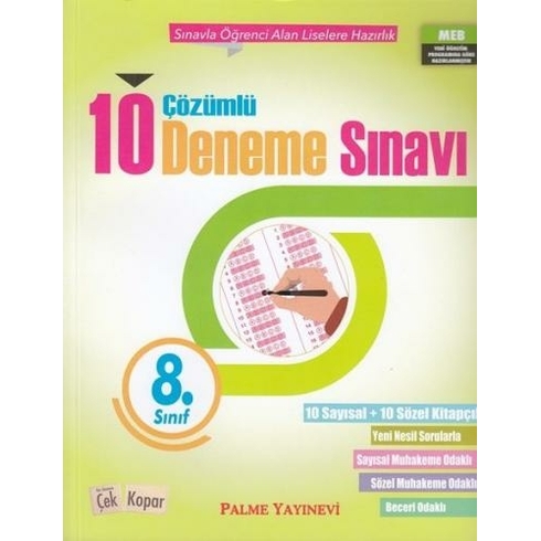 Palme Yayınları 8. Sınıf Çözümlü 10 Deneme Sınavı Komisyon