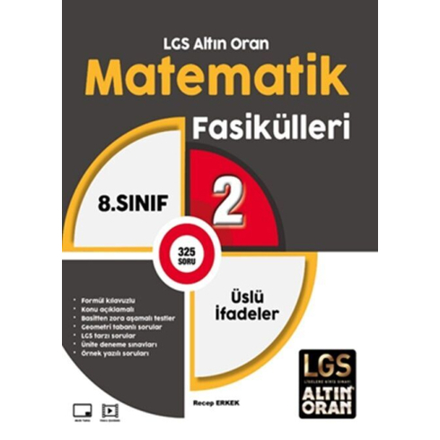 Palme Yayınları 8. Sınıf Lgs Altın Oran Matematik Fasikülleri 2 Üslü Ifadeler Recep Erkek