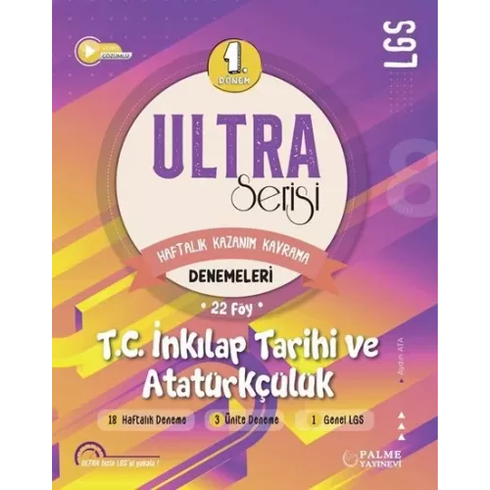 Palme Yayınları 8. Sınıf Lgs Tc Inkılap Tarihi Ve Atatürkçülük 1. Dönem Ultra Haftalık Kazanım Kavrama 22 Deneme Komisyon