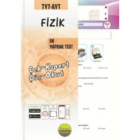 Pano Yayınları Tyt Ayt Fizik Yaprak Testleri Çek Kopart 56 Adet Komisyon