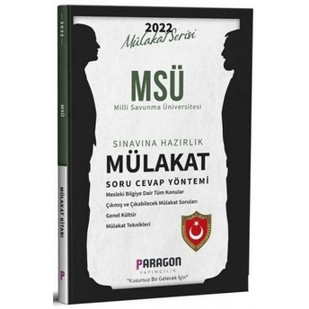 Paragon Yayıncılık 2022 Msü Sınavı Çıkmış Sorularla Mülakat Kitabı Komisyon