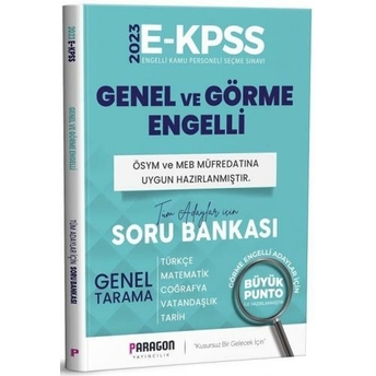 Paragon Yayıncılık 2023 E-Kpss Genel Ve Görme Engelli Soru Bankası Komisyon