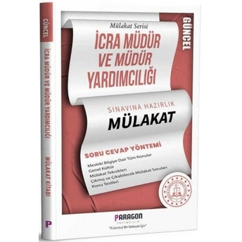 Paragon Yayıncılık Icra Müdür Ve Müdür Yardımcılığı Çıkmış Sorularla Mülakat Kitabı Komisyon