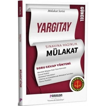 Paragon Yayıncılık Yargıtay Sınavı Hazırlık Çıkmış Sorularla Mülakat Kitabı Komisyon