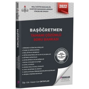 Paragon Yayınları 2022 Meb Başöğretmen Soru Bankası Çözümlü Hasan Can Oktaylar