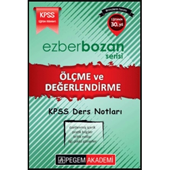 Pegem Akademi 2016 Kpss Ölçme Ve Değerlendirme Öğrencinin Ders Defteri