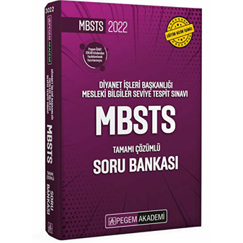 Pegem Akademi Yayıncılık 2022 Diyanet Işleri Başkanlığı Mesleki Bilgiler Seviye Tespit Sınavı Mbsts Tamamı Çözümlü Soru Bankası