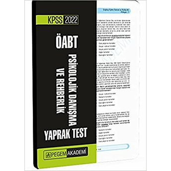 Pegem Akademi Yayıncılık 2022 Kpss Öabt Psikolojik Danışma Ve Rehberlik Yaprak Test