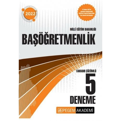 Pegem Akademi Yayıncılık 2022 Milli Eğitim Bakanlığı Başöğretmenlik 5 Deneme