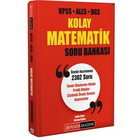 Pegem Akademi Yayıncılık Kpss Ales Dgs Kolay Matematik Soru Bankası