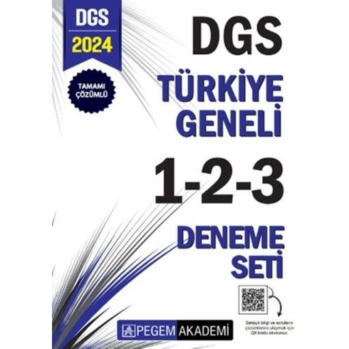 Pegem Yayınları 2024 Dgs Tamamı Çözümlü Türkiye Geneli 1-2-3 Deneme Seti Komisyon