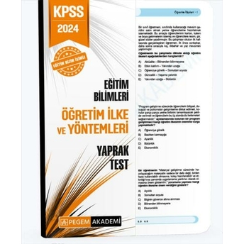 Pegem Yayınları 2024 Kpss Eğitim Bilimleri Öğretim Ilke Ve Yöntemleri Yaprak Test Komisyon